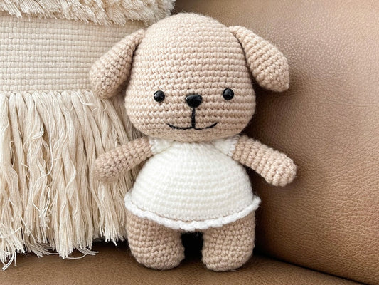 puppy dog doll, hand-knit crochet amigurumi