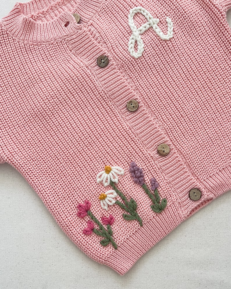 ADD ON WILDFLOWER design to custom hand embroidered cardigan, sweater or romper
