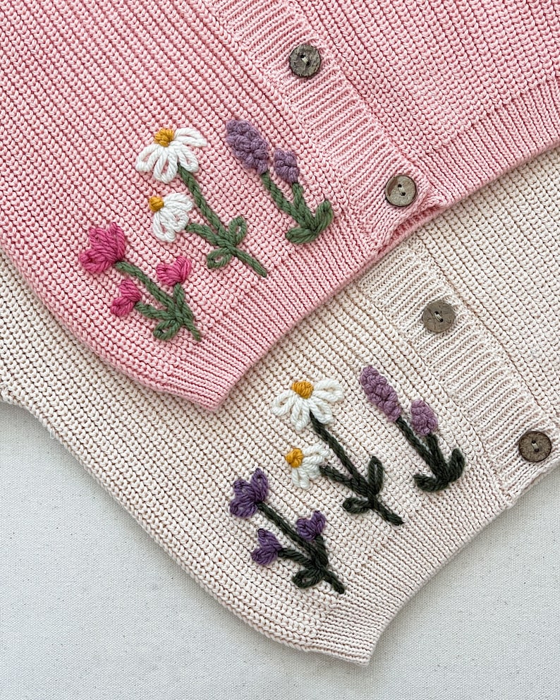 ADD ON WILDFLOWER design to custom hand embroidered cardigan, sweater or romper