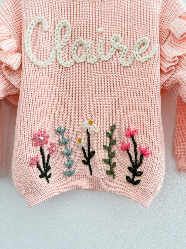 ADD ON WILDFLOWER design to custom hand embroidered cardigan, sweater or romper