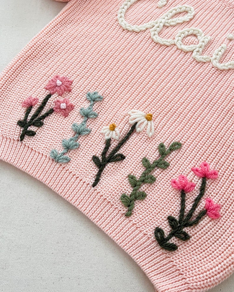 ADD ON WILDFLOWER design to custom hand embroidered cardigan, sweater or romper