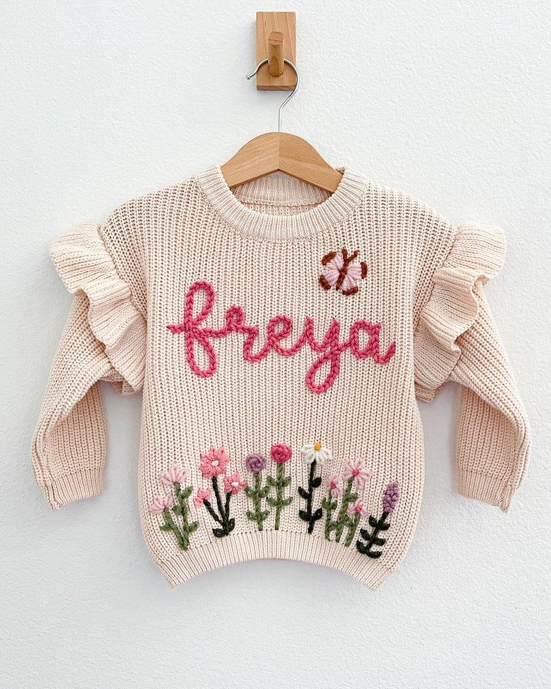 ADD ON WILDFLOWER design to custom hand embroidered cardigan, sweater or romper